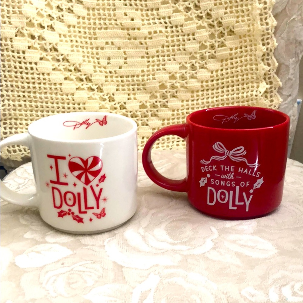 Dolly Parton Ceramic Mugs - Red & White